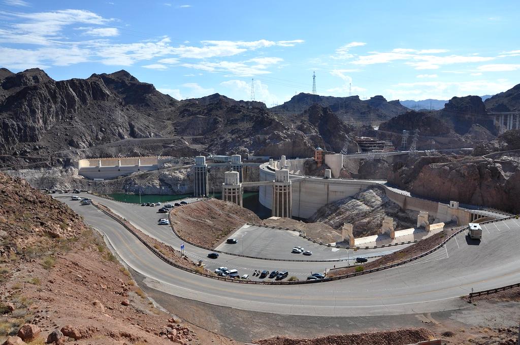Hydroelectric dam generating power from flowing water