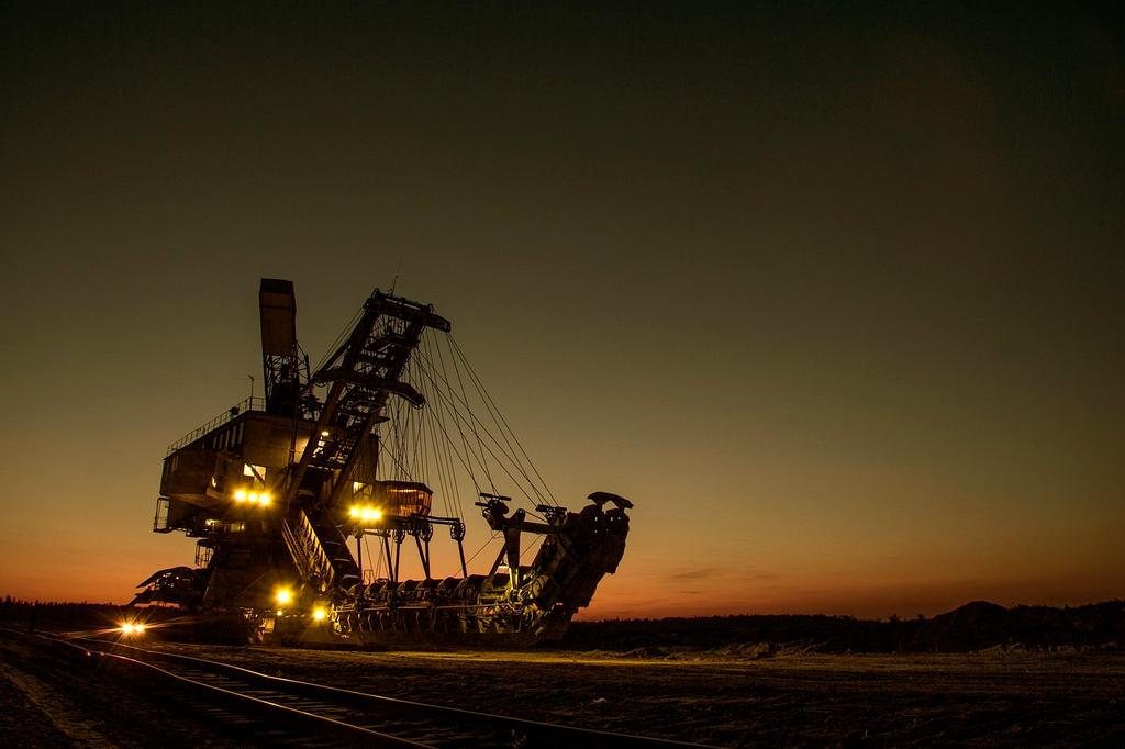 Uranium mining site with extraction equipment